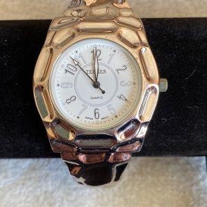 Bijoux Terner silver tone cuff watch.